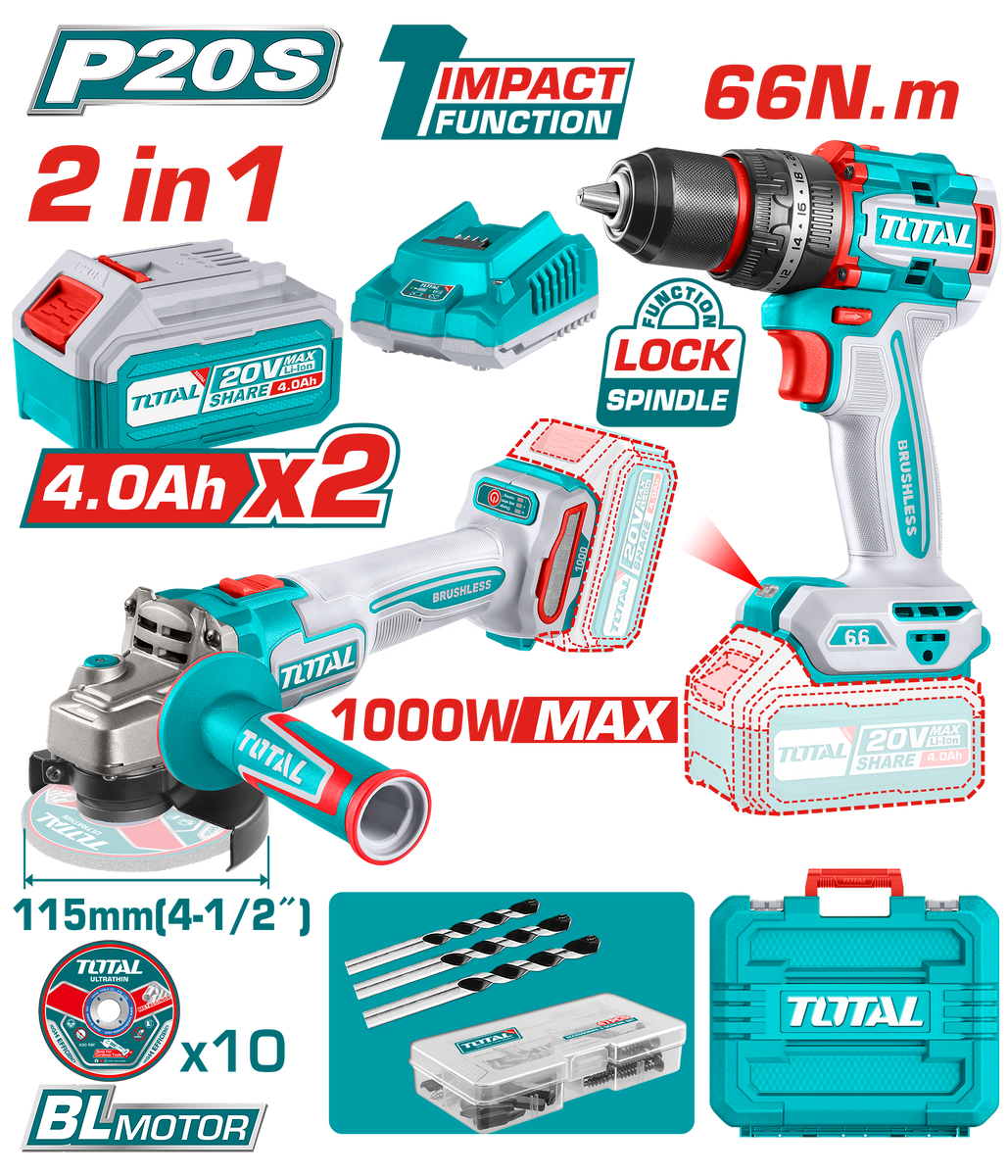 TKCです。 Lithium-Ion Cordless 2 PCS Combo Kit TCKLI20273 – Total Tools Online