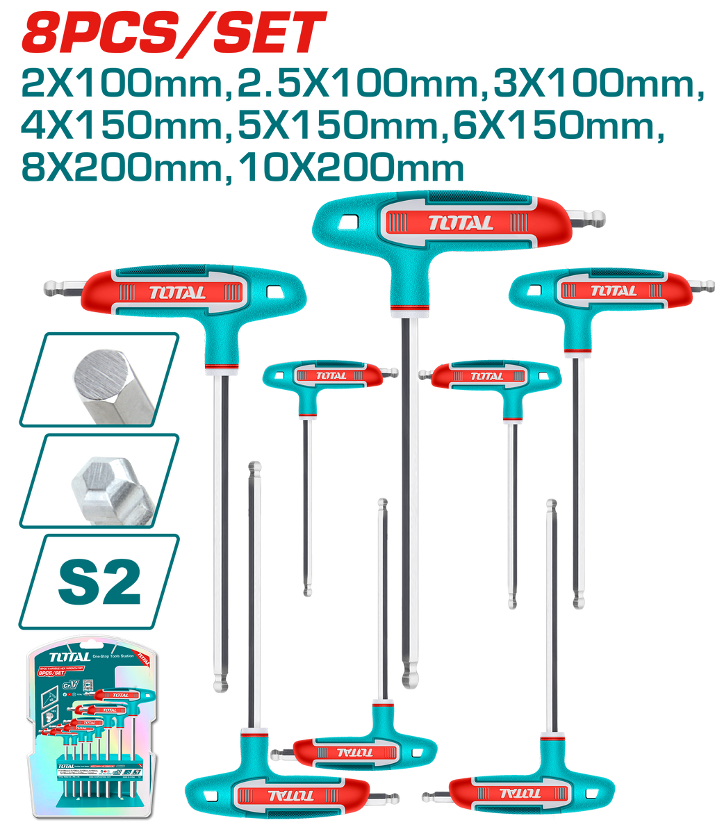 8 Pcs T-handle Ball Point Hex Wrench Set THHW80826 – Total Tools