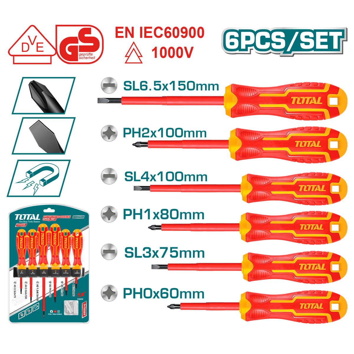 typology 5点セット 6 Pcs Insulated Screwdriver Set THTIS566 – Total Tools Online