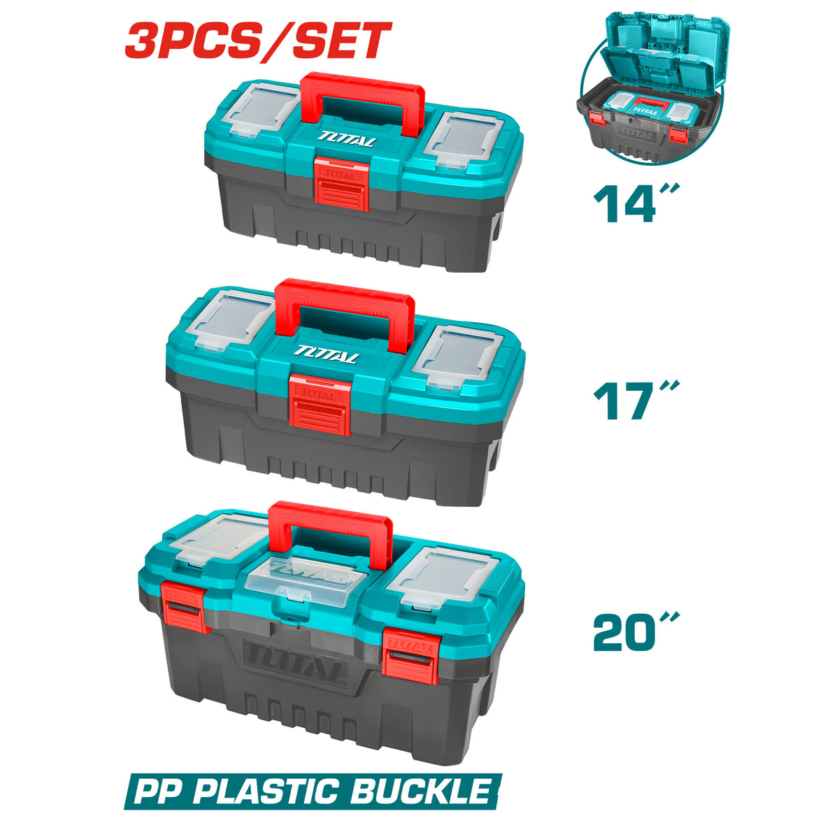 Plastic Toolboxes 14'',17'',20'' or Set TPBXK0031/1,2,3( See