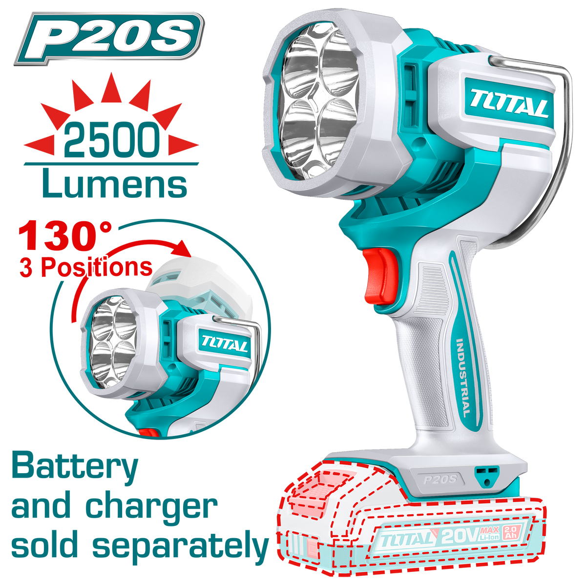 Cordless work lamp 2500Lumen TWLI20885 – Total Tools Online