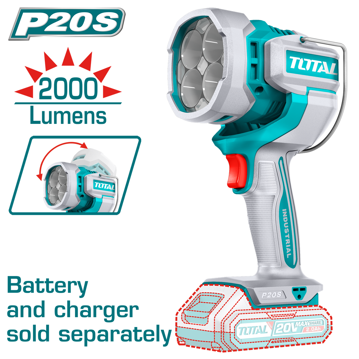 Cordless work lamp 2000 Lumen TWLI2088 – Total Tools Online