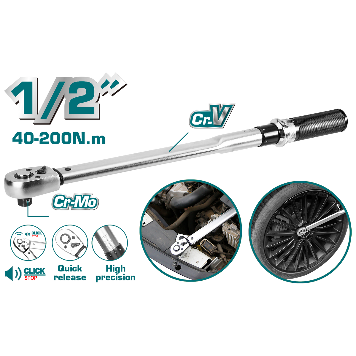 Torque Wrench 40 200N.m THPTW200N2 Total Tools Online