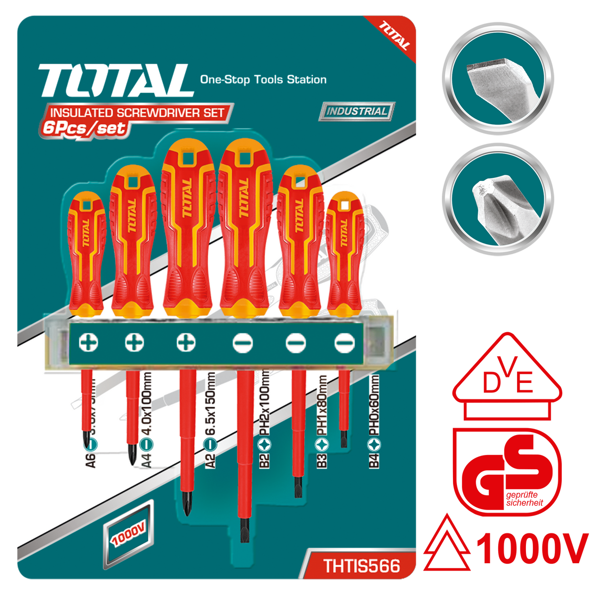 6 Pcs Insulated Screwdriver Set THTIS566 – Total Tools Online