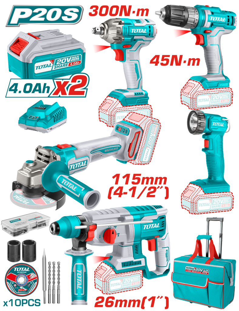 5 Pcs Cordless industrial combo kit TCKLI2019 – Total Tools Online