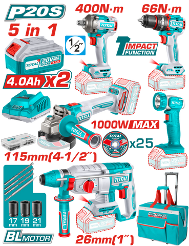5 Pcs Cordless industrial combo kit 20V TCKLI20592