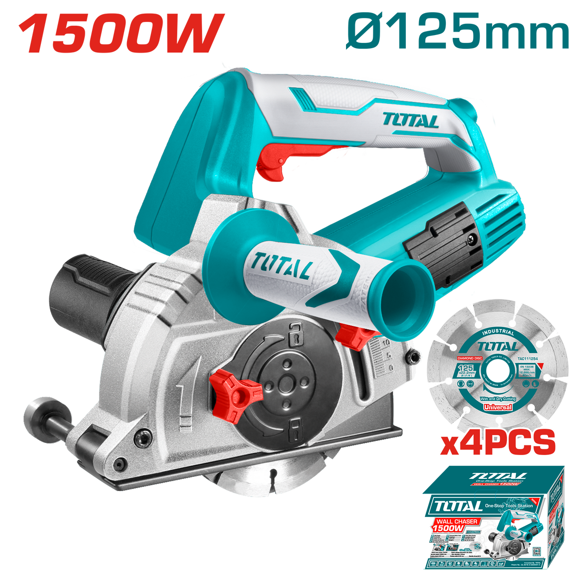 Total 1500W Wall chaser-TWLC1256+ 4 FREE Cutting Discs